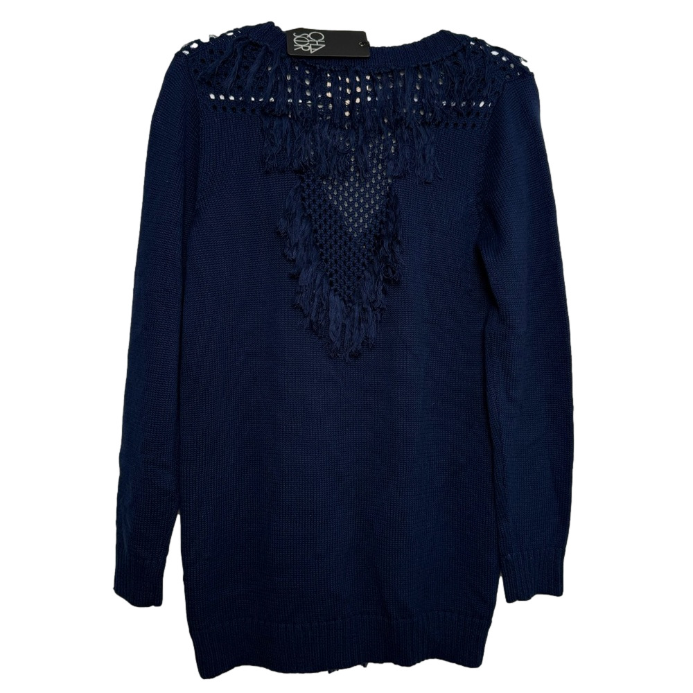 CHASER Women’s Navy Blue Mixed Knit Button Down Cardigan Size Medium NWT - Picture 2 of 3
